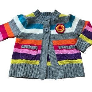 WonderKids Colorful Striped Cardigan Jacket, 18 Months